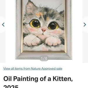 Framed Kitten Oil Painting